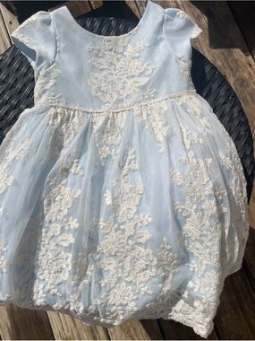 Pippa & Julie Blue Lace Overlay Flower Girl Party Dress Size 2T